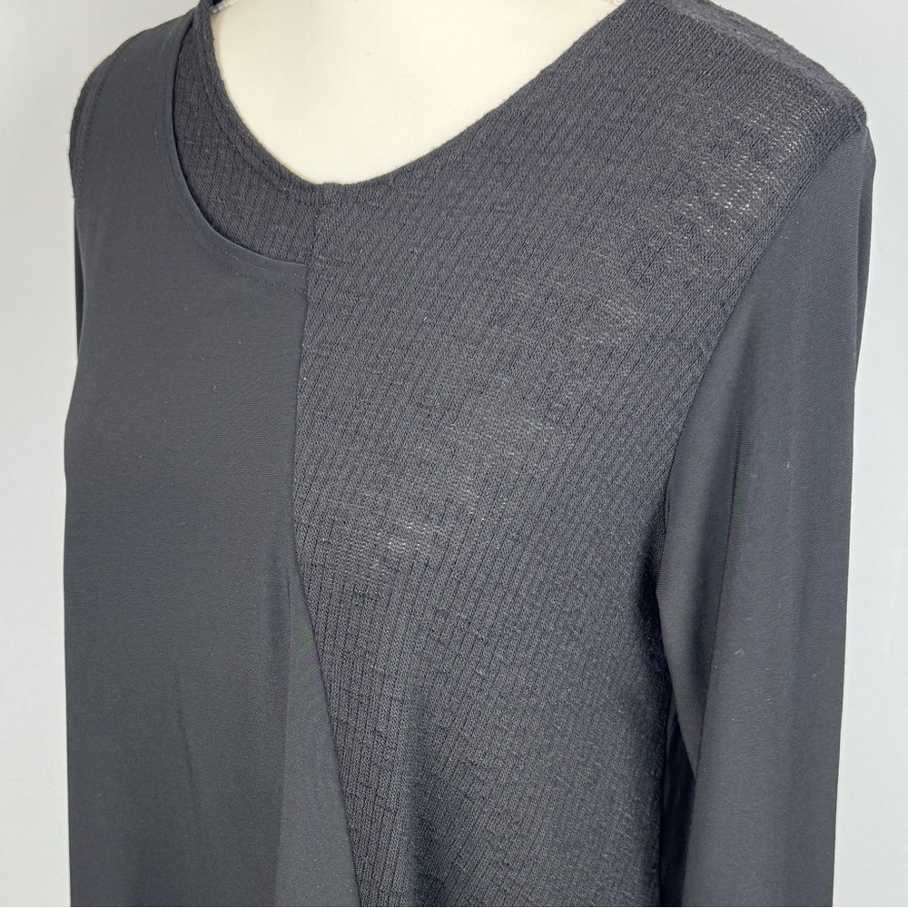 Sympli Asymmetrical Knit Tunic Long Sleeves Lightweight Mixed Media Black Size 8 - Picture 6 of 10